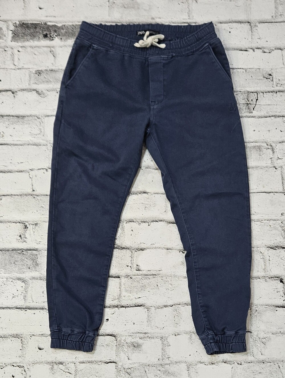 Zara Navy Jogger Pants Drawstring Tapered Casual Streetwear Mens M